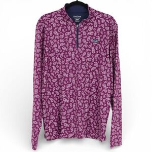 Good Good Golf Mens Size L Purple Paisley Long Sleeve 1/4 Zip Pullover Shirt